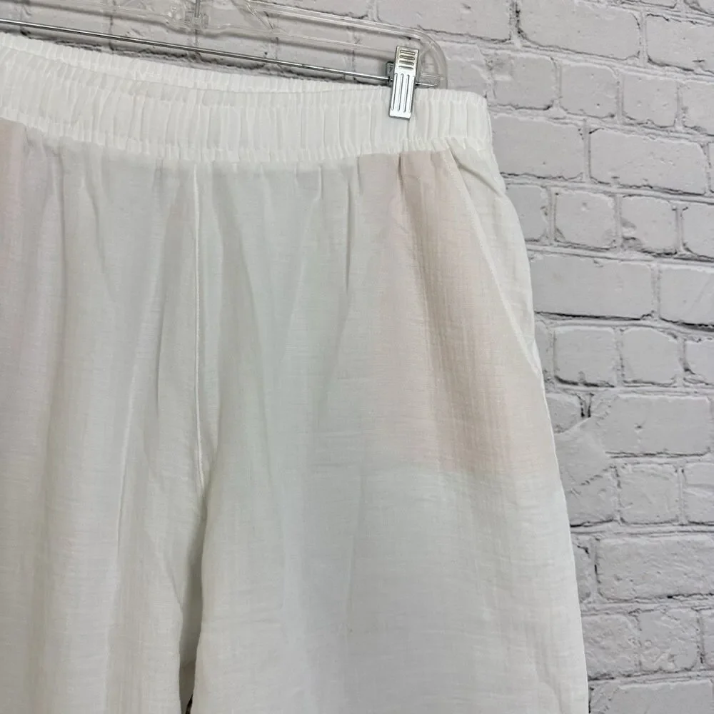 Hanro Women L White Relaxed Fit Jogger Pants Loungewear Sleepwear L Cotton Gauze